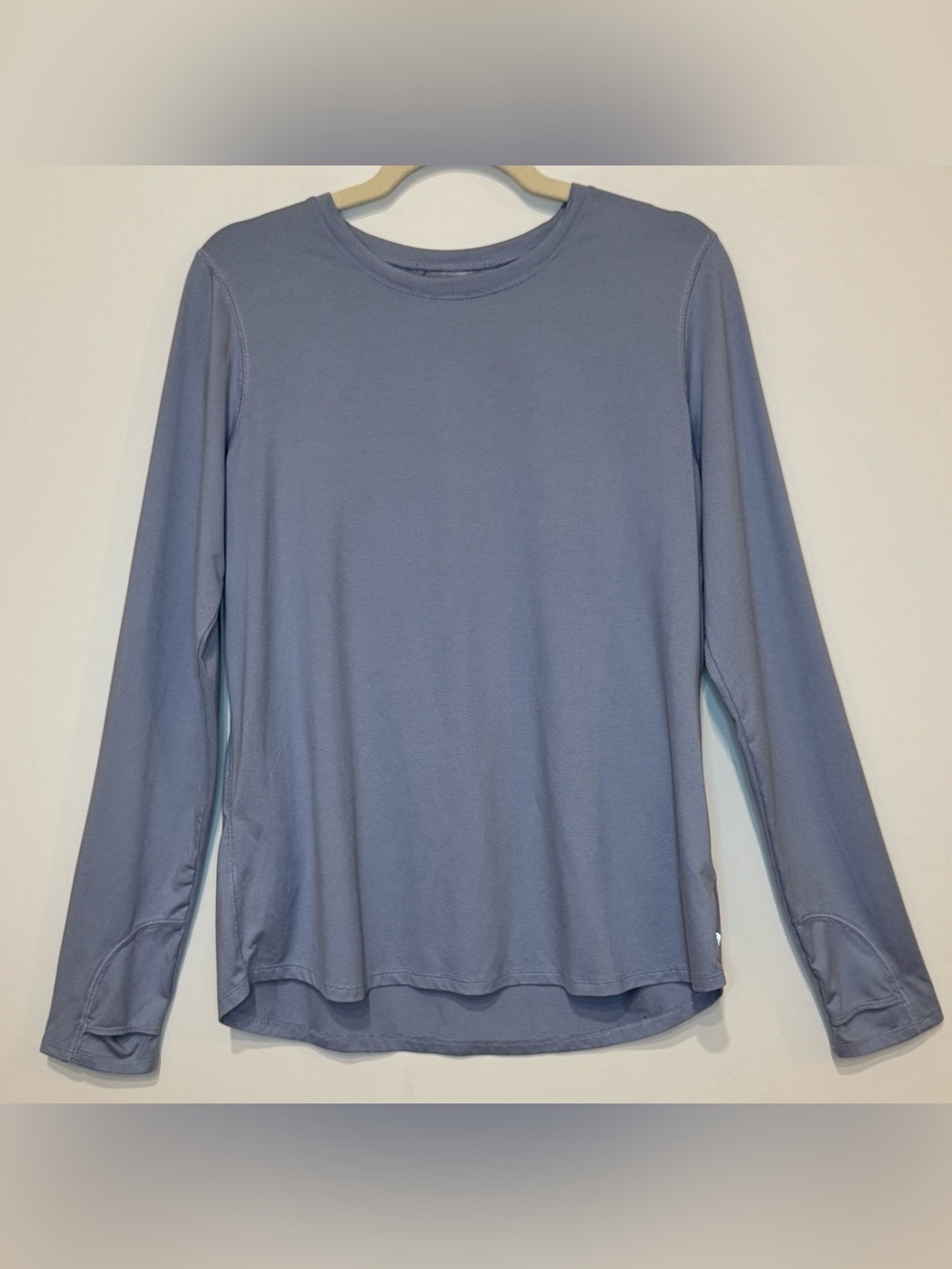Zella Women’s Long-Sleeve Crew Neck Shirt Slate Blue with Thumb Holes Size L